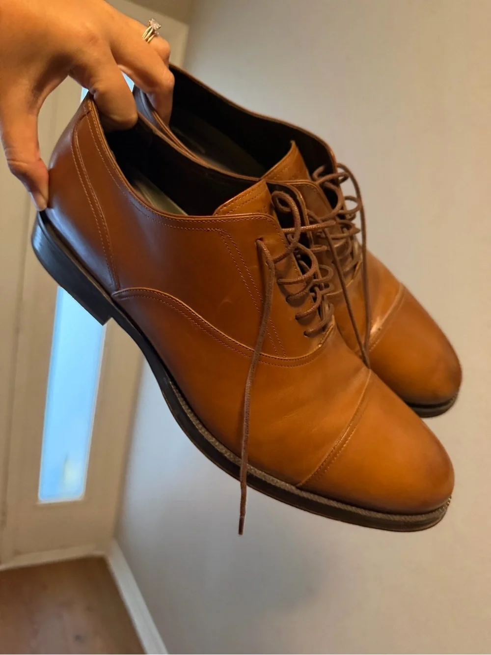 Cole Haan Men’s Tan Leather Cap-Toe Derby